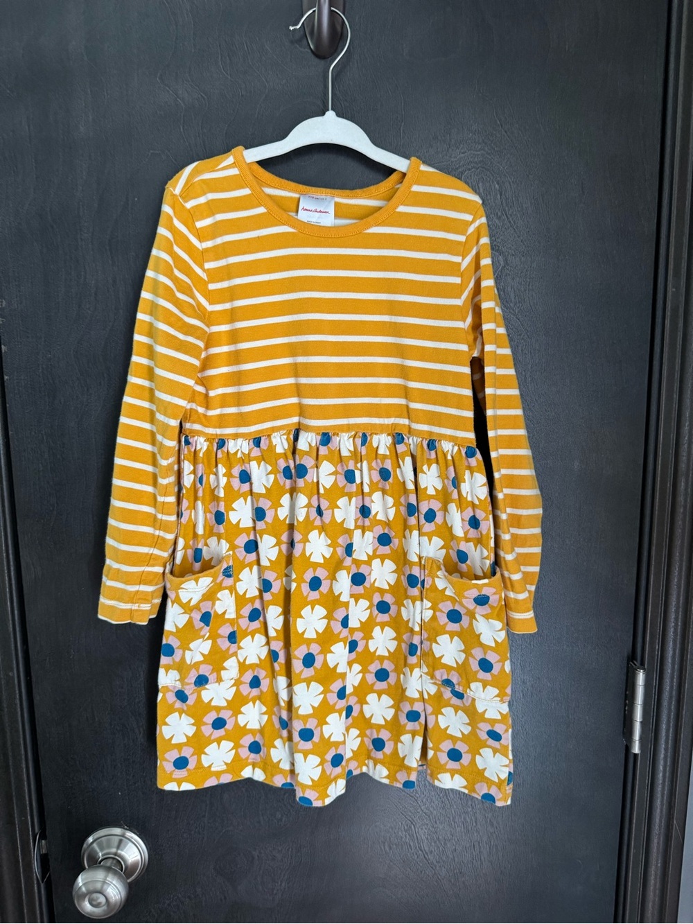 Hanna Andersson Mustard Stripe & Floral Pocket Dress